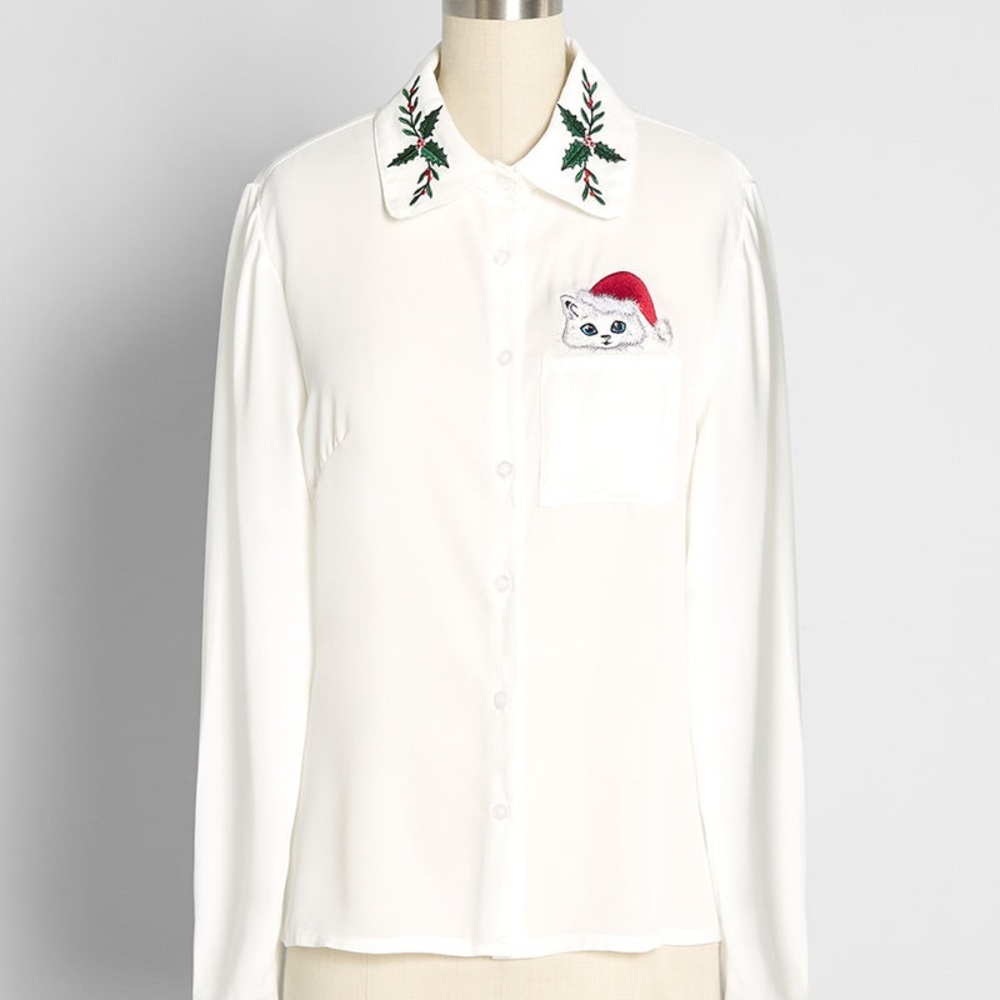 Christmas cat blouse